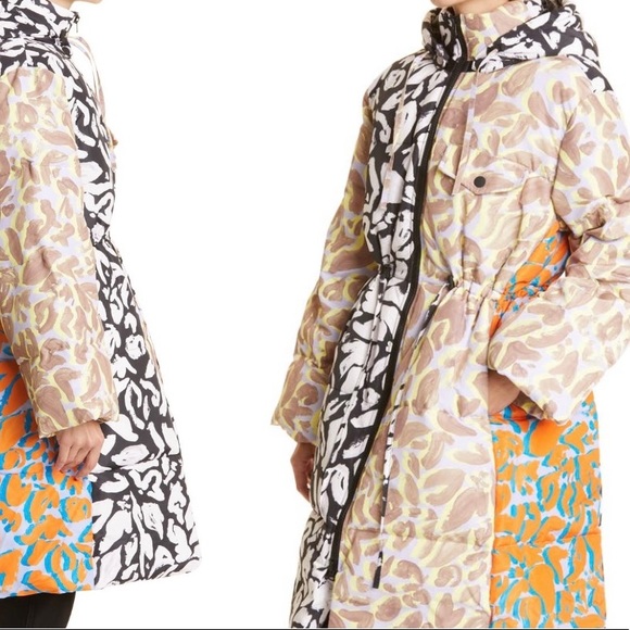 SOLD Stine Goya Abstract Leaf Mix Print Puffer Coat - Picture 3 of 6